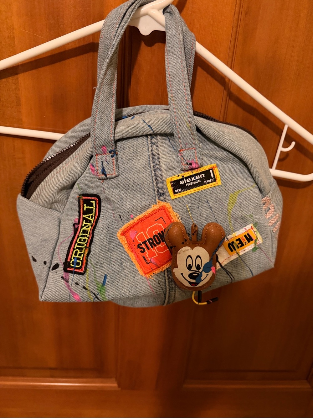 Y2K Disney Mickey Mouse Light Wash Denim Patch Handbag